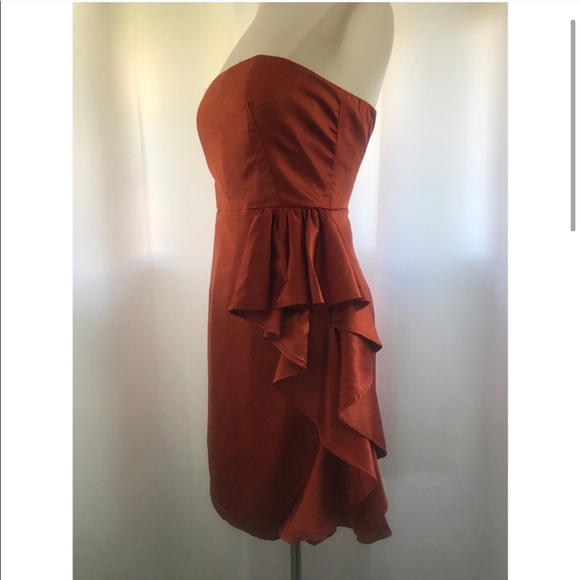 The Limited Strapless Ruffled Rust Dress - Picture 3 of 7